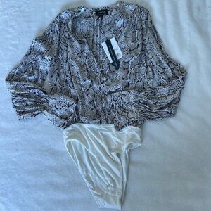 Bardot Snakeskin Bodysuit with Cream Accents